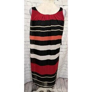 NWT New York & Co. Sleeveless Dress Women's Stripped Chiffon Lined Size Medium